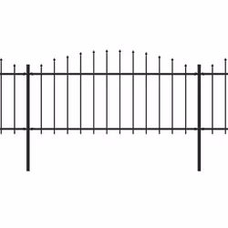 vidaXL Clôture de jardin à dessus en lance Acier (0,5-0,75)x3,4 m Noir - TU