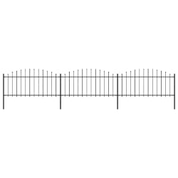 vidaXL Clôture de jardin à dessus en lance Acier (0,5-0,75)x5,1 m Noir - TU