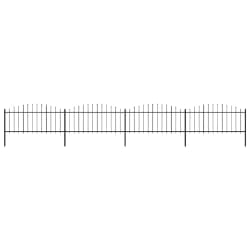 vidaXL Clôture de jardin à dessus en lance Acier (0,5-0,75)x6,8 m Noir - TU