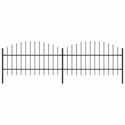 vidaXL Clôture de jardin à dessus en lance Acier (0,75-1)x3,4 m Noir - TU