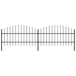 vidaXL Clôture de jardin à dessus en lance Acier (0,75-1)x3,4 m Noir - TU