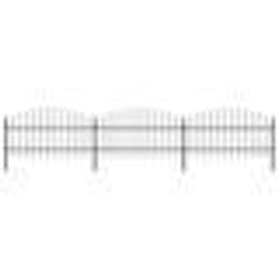 vidaXL Clôture de jardin à dessus en lance Acier (0,75-1)x5,1 m Noir - TU