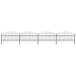 vidaXL Clôture de jardin à dessus en lance Acier (0,75-1)x6,8 m Noir - TU