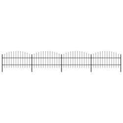 vidaXL Clôture de jardin à dessus en lance Acier (0,75-1)x6,8 m Noir - TU