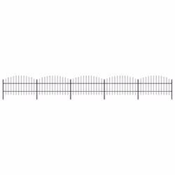 vidaXL Clôture de jardin à dessus en lance Acier (0,75-1)x8,5 m Noir - TU