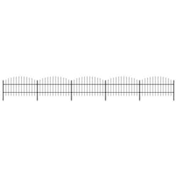 vidaXL Clôture de jardin à dessus en lance Acier (0,75-1)x8,5 m Noir - TU