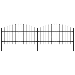 vidaXL Clôture de jardin à dessus en lance Acier (1-1,25)x3,4 m Noir - TU