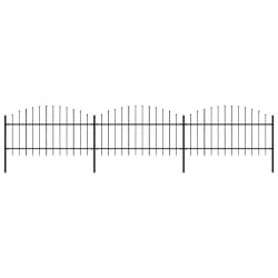 vidaXL Clôture de jardin à dessus en lance Acier (1-1,25)x5,1 m Noir - TU