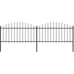 Clôture de jardin à dessus en lance Acier (1,25-1,5)x3,4 m Noir Vidaxl