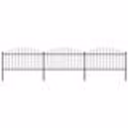 vidaXL Clôture de jardin à dessus en lance Acier (1,25-1,5)x5,1 m Noir - TU