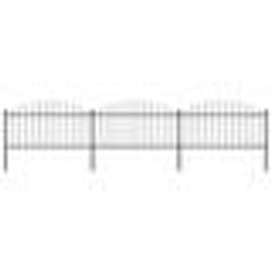 vidaXL Clôture de jardin à dessus en lance Acier (1,25-1,5)x5,1 m Noir - TU
