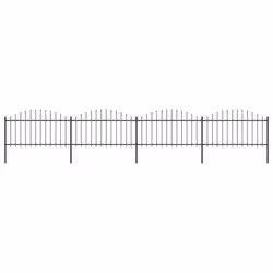 vidaXL Clôture de jardin à dessus en lance Acier (1,25-1,5)x6,8 m Noir - TU