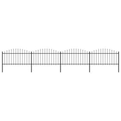 vidaXL Clôture de jardin à dessus en lance Acier (1,25-1,5)x6,8 m Noir - TU