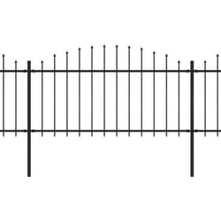 vidaXL Clôture de jardin à dessus en lance Acier (1,25-1,5)x8,5 m Noir - TU