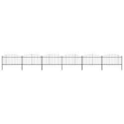 vidaXL Clôture de jardin à dessus en lance Acier (1,25-1,5)x10,2m Noir - TU