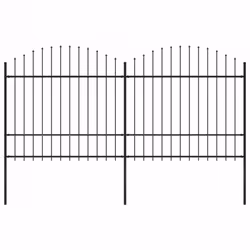vidaXL Clôture de jardin à dessus en lance Acier (1,5-1,75)x3,4 m Noir - TU