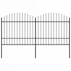 vidaXL Clôture de jardin à dessus en lance Acier (1,5-1,75)x3,4 m Noir - TU