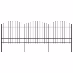vidaXL Clôture de jardin à dessus en lance Acier (1,5-1,75)x5,1 m Noir - TU
