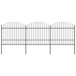 vidaXL Clôture de jardin à dessus en lance Acier (1,5-1,75)x5,1 m Noir - TU