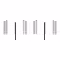 vidaXL Clôture de jardin à dessus en lance Acier (1,5-1,75)x6,8 m Noir - TU
