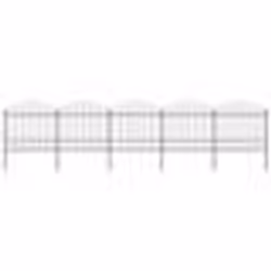 vidaXL Clôture de jardin à dessus en lance Acier (1,5-1,75)x8,5 m Noir - TU