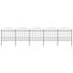 vidaXL Clôture de jardin à dessus en lance Acier (1,5-1,75)x8,5 m Noir - TU