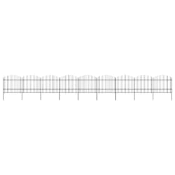 vidaXL Clôture de jardin à dessus en lance Acier (1,5-1,75)x15,3m Noir