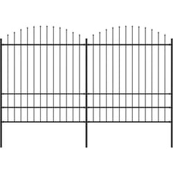 vidaXL Clôture de jardin à dessus en lance Acier (1,75-2)x3,4 m Noir