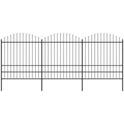 vidaXL Clôture de jardin à dessus en lance Acier (1,75-2)x5,1 m Noir