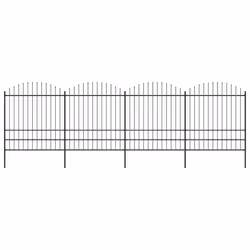 vidaXL Clôture de jardin à dessus en lance Acier (1,75-2)x6,8 m Noir - TU