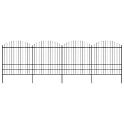 vidaXL Clôture de jardin à dessus en lance Acier (1,75-2)x6,8 m Noir - TU