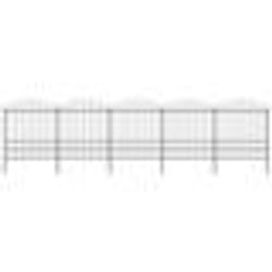 vidaXL Clôture de jardin à dessus en lance Acier (1,75-2)x8,5 m Noir - TU