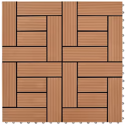 Cet ensemble de carreaux de terrasse en WPC, d'une taille individuelle de 30 x 30 cm, se compose de 22 pièces et couvre une s ...