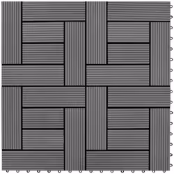 Cet ensemble de carreaux de terrasse en WPC, d'une taille individuelle de 30 x 30 cm, se compose de 22 pièces et couvre une s ...