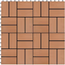 Cet ensemble de carreaux de terrasse en WPC, d'une taille individuelle de 30 x 30 cm, se compose de 22 pièces et couvre une s ...