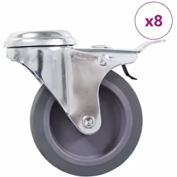 Cet ensemble de 8 roulettes pivotantes à trou de boulon, moitié avec frein, sera l’accessoire idéal pour les petits équipemen ...