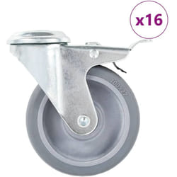 16 pcs Roulettes pivotantes à trou de boulon 100 mm Vidaxl