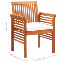 VidaXL 45964 chaise d'extérieur Terrace Siège rembourré Bois d'acacia Marron, Crème - Vue supplémentaire 7