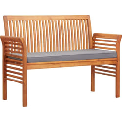 Banc de jardin 2 places avec coussin 120cm Bois d'acacia massif