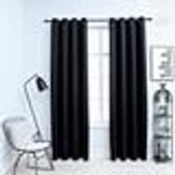 vidaXL Rideaux occultants avec anneaux en métal 2 pcs Noir 140x175 cm - TU