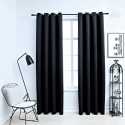 vidaXL Rideaux occultants avec anneaux en métal 2 pcs Noir 140x245 cm - TU