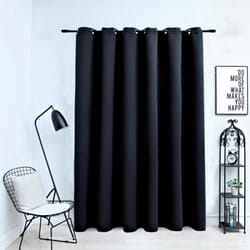 vidaXL Rideau occultant avec anneaux en métal Noir 290x245 cm - TU