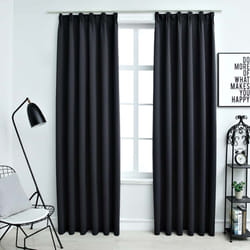 vidaXL Rideaux occultants avec crochets 2 pcs Noir 140x175 cm - TU