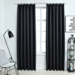 Vidaxl - Rideaux occultants avec crochets 2 pcs Noir 140x225 cm