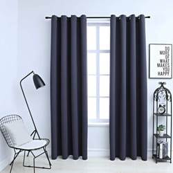 Vidaxl - Rideaux occultants avec anneaux Métal 2pcs Anthracite 140x225cm
