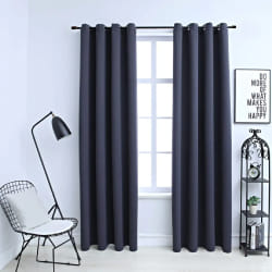 vidaXL Rideaux occultants avec anneaux Métal 2pcs Anthracite 140x245cm - TU