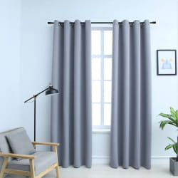 vidaXL Rideaux occultants avec anneaux en métal 2 pcs Gris 140x225 cm - TU