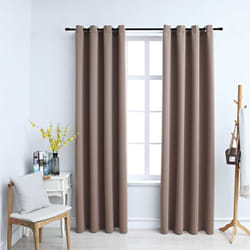 vidaXL Rideaux occultants avec anneaux en métal 2 pcs Taupe 140x225 cm - TU