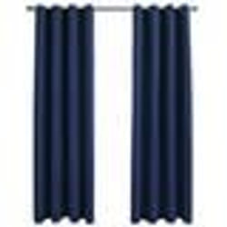 vidaXL Rideaux occultants avec anneaux en métal 2 pcs Bleu 140x225 cm - TU