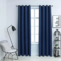 vidaXL Rideaux occultants avec anneaux en métal 2 pcs Bleu 140x245 cm - TU